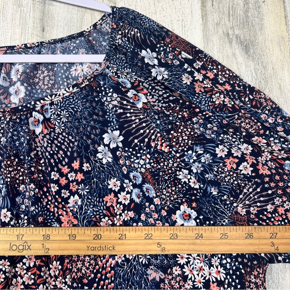 Amana Women's 2X Floral 3D Art Jersey Stretch Shirt Blouse Top Keyhole Sleeve - Picture 10 of 15